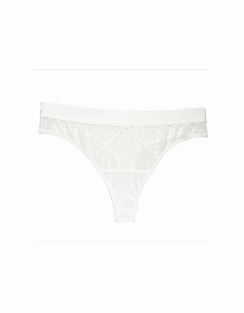 The Diamond Lace Thong - White