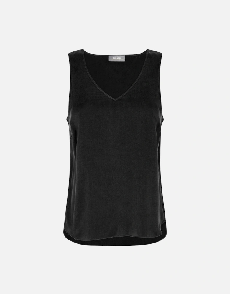 Astrid V neck silk camisole top in black