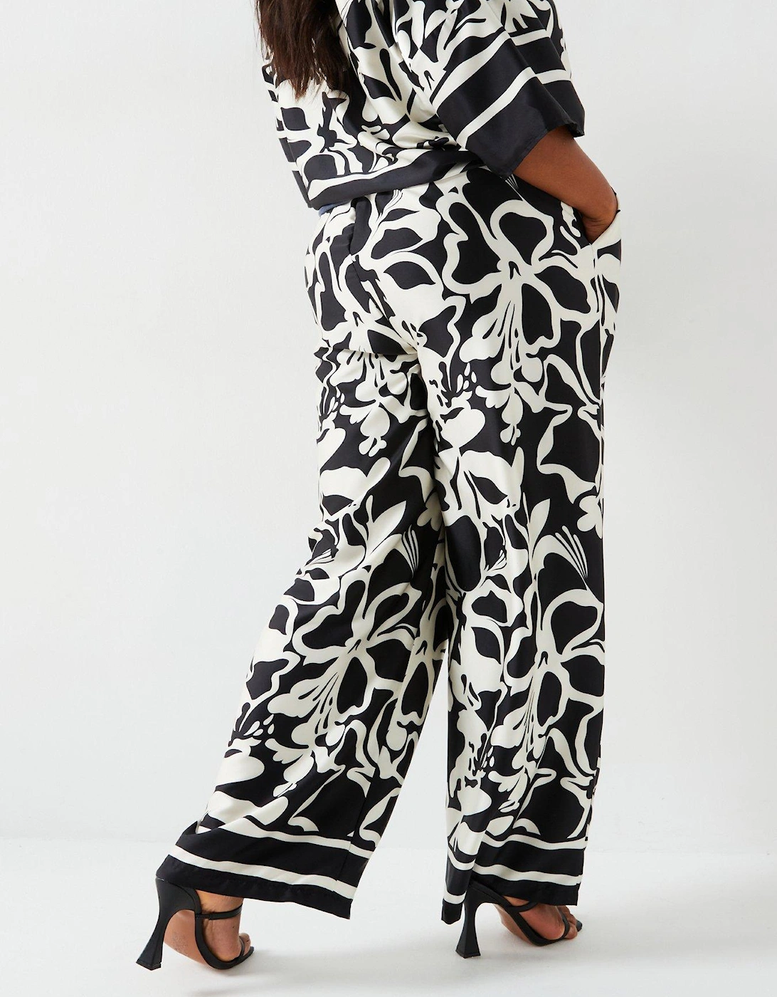 Black And White Abstract Printed Trousers