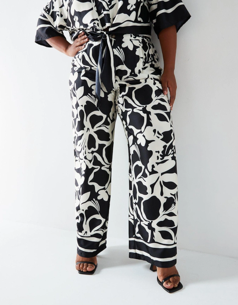 Black And White Abstract Printed Trousers