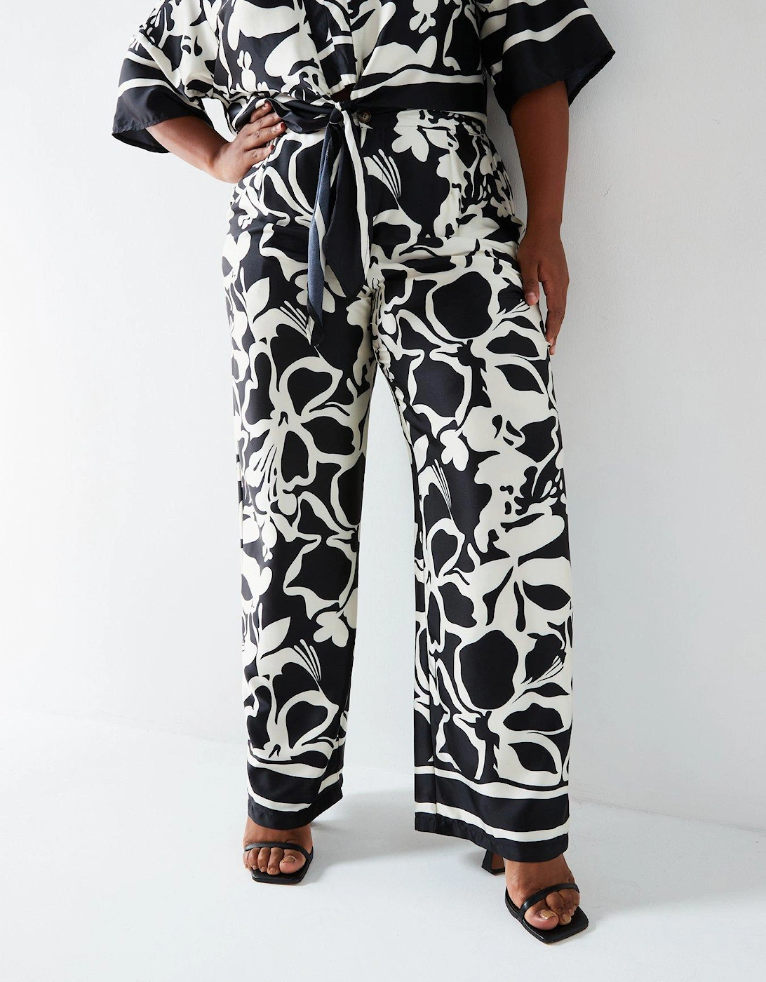 Black And White Abstract Printed Trousers