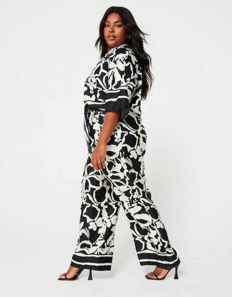 Black And White Abstract Printed Trousers