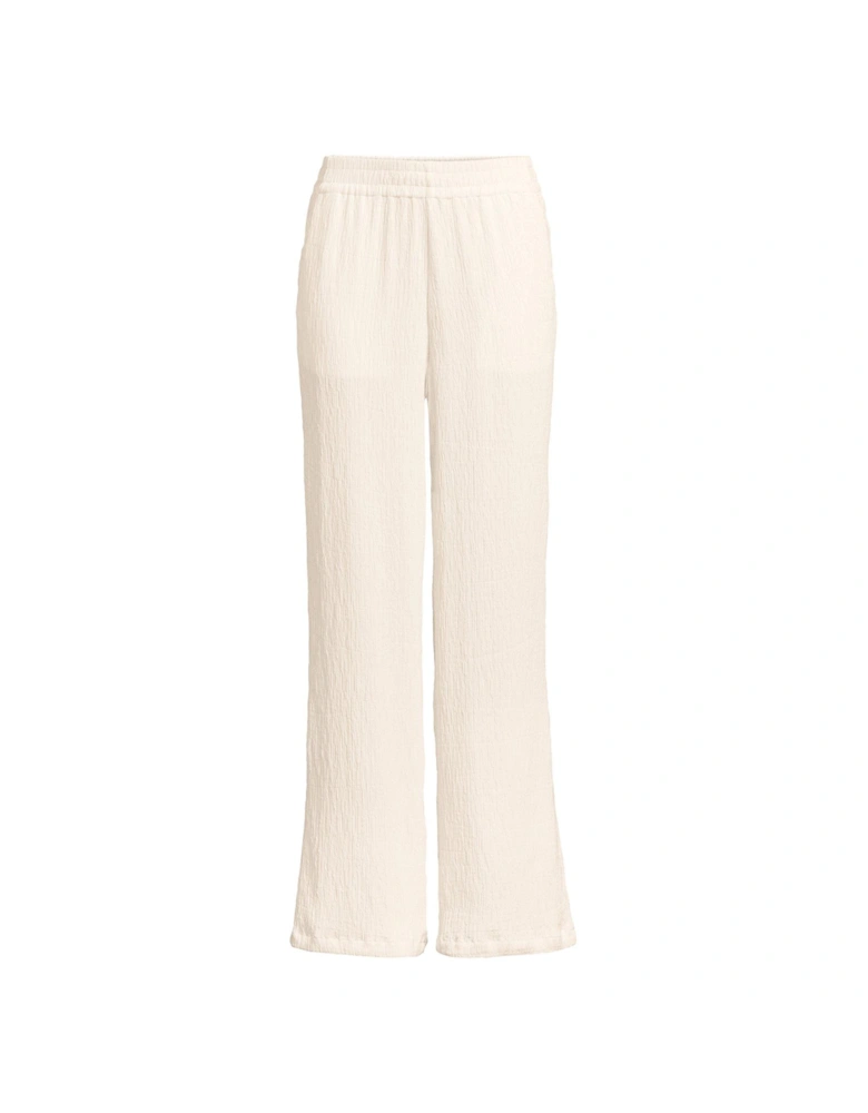 Textured Wide Leg Trousers - Cream