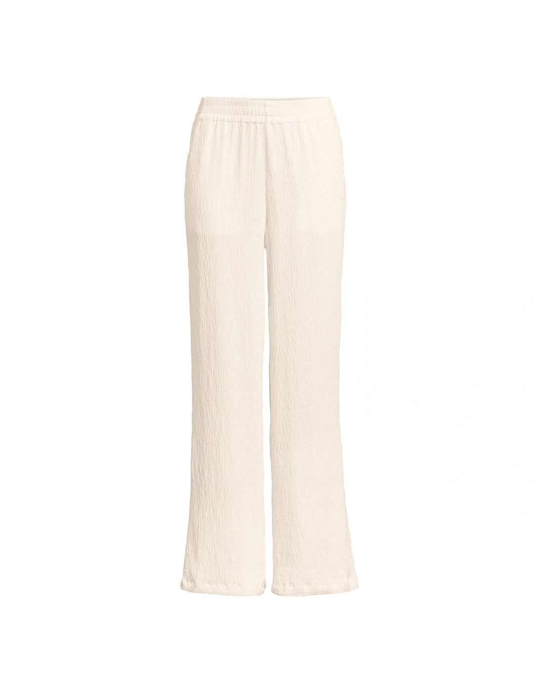 Textured Wide Leg Trousers - Cream