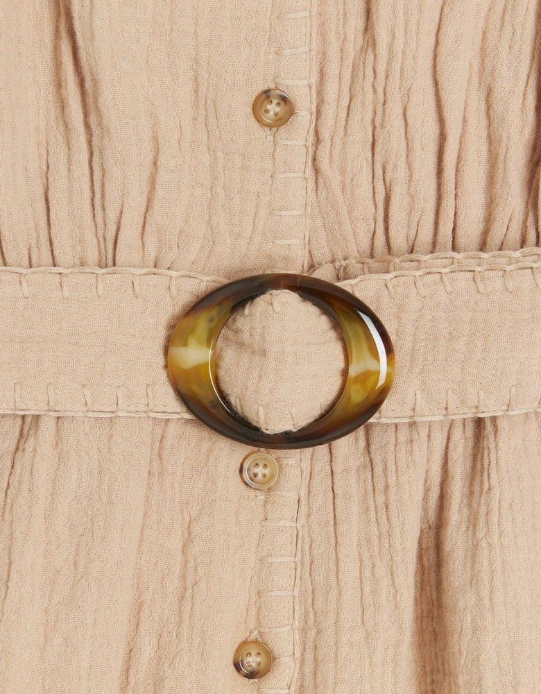 Belted Playsuit - Light Brown