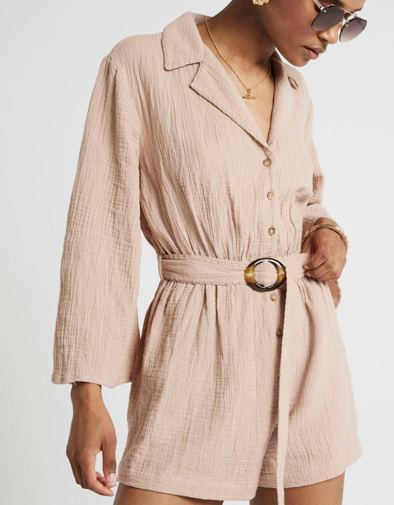 Belted Playsuit - Light Brown
