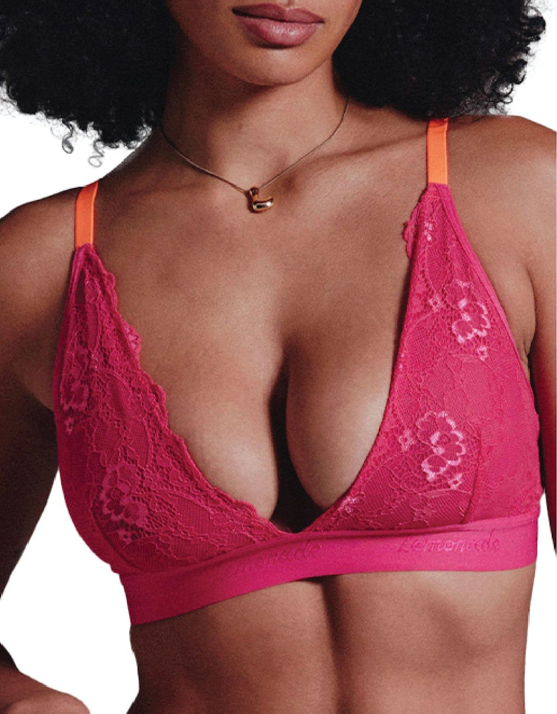 Lace Bralette - Neon Pink