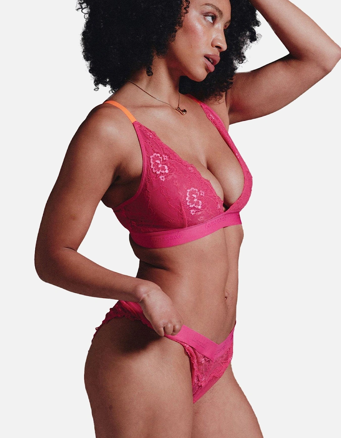 Lace Bralette - Neon Pink