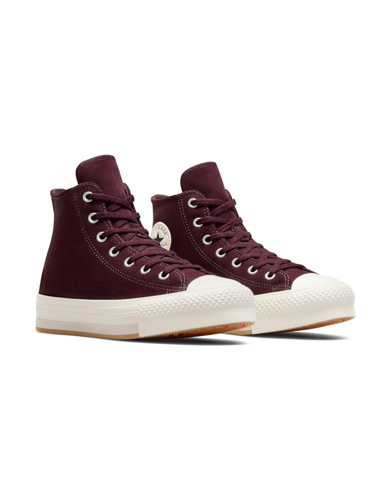 Junior Girls Sport X Hoops Leather Hi Trainers - Dark Red