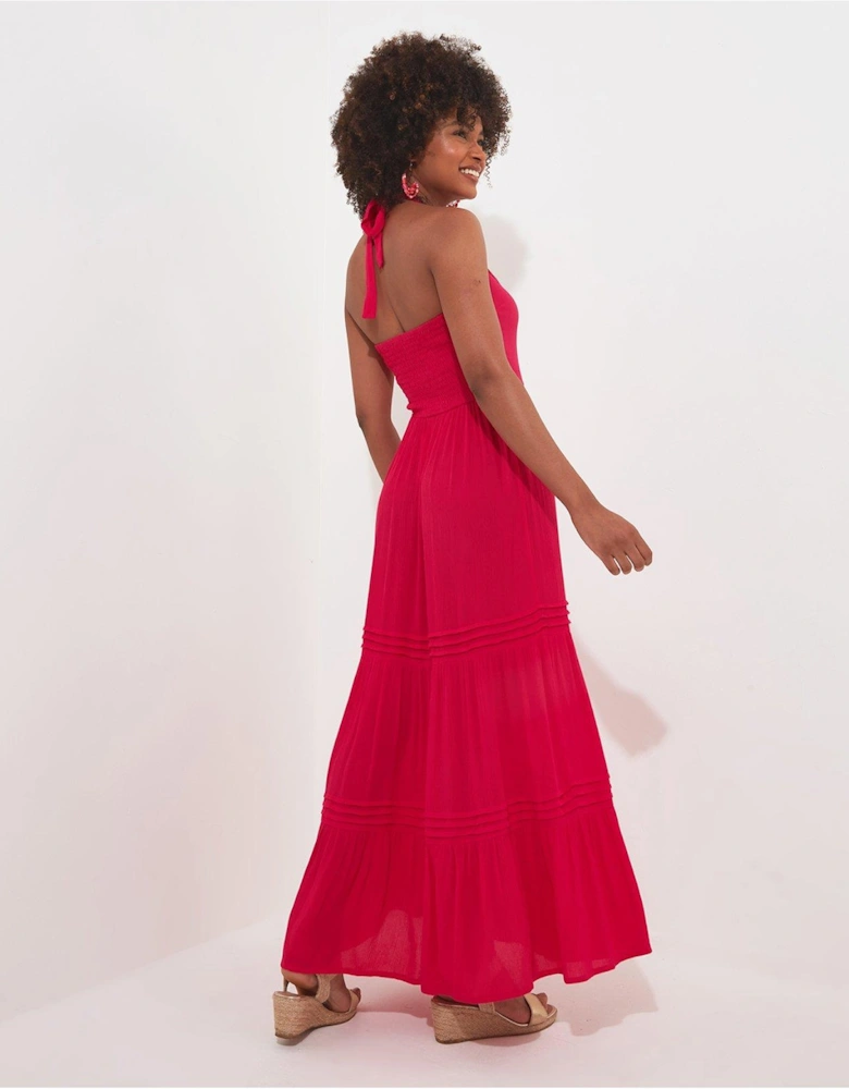 Halter Neck Maxi Dress - Pink