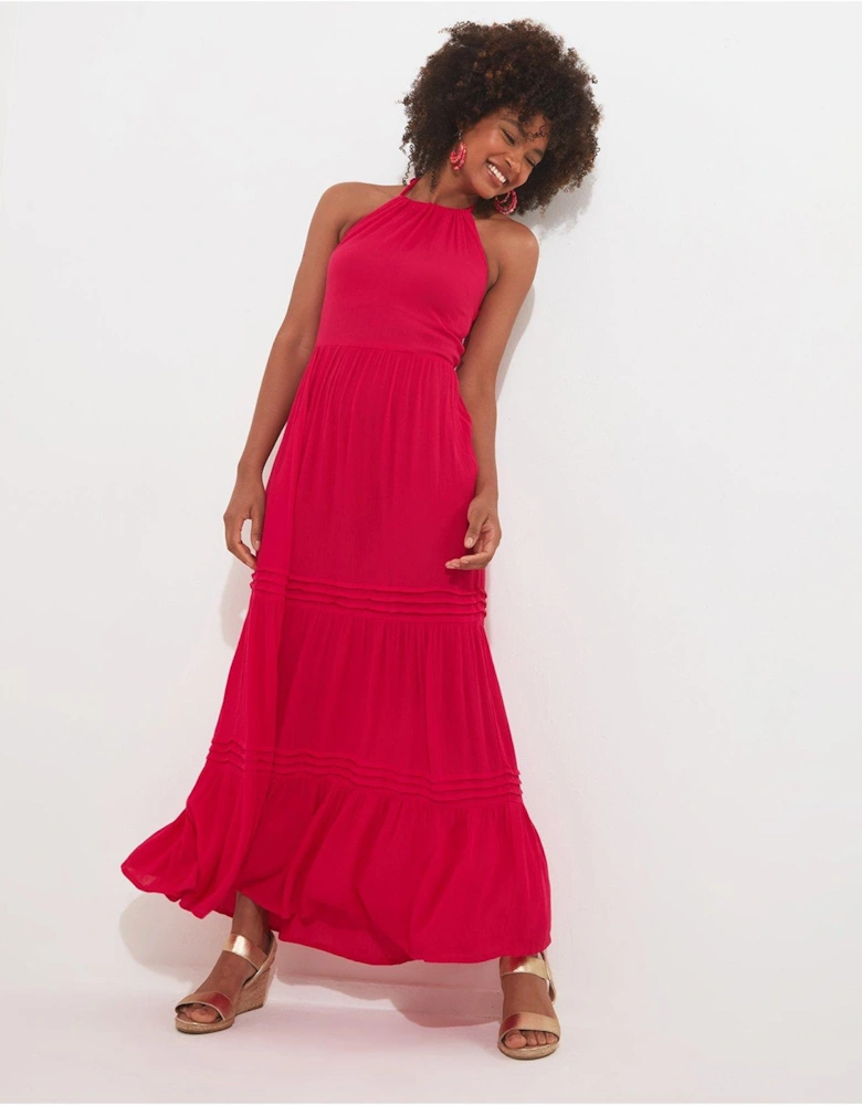 Halter Neck Maxi Dress - Pink