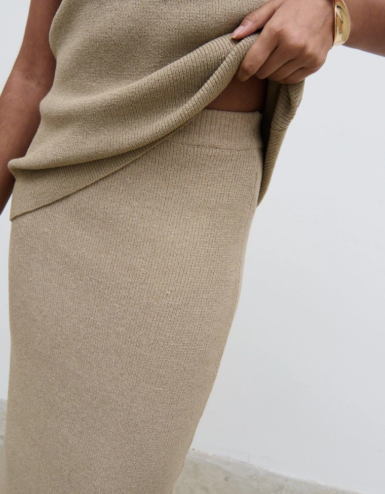 Goldie Knit Midaxi Skirt - Beige