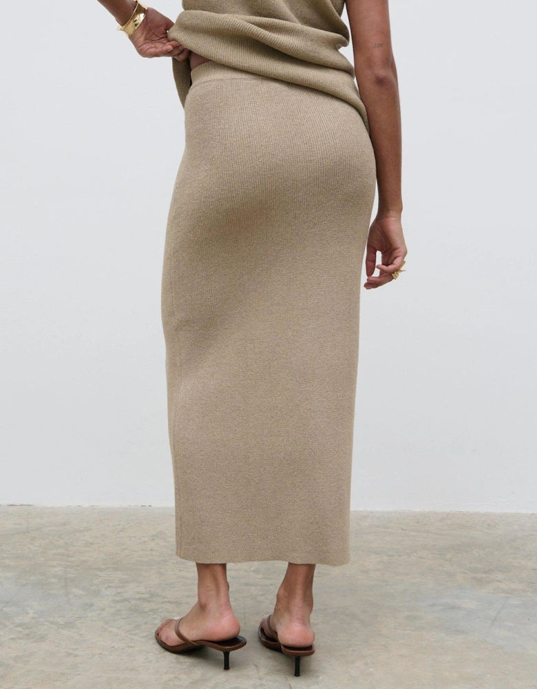 Goldie Knit Midaxi Skirt - Beige