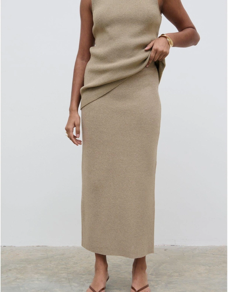 Goldie Knit Midaxi Skirt - Beige