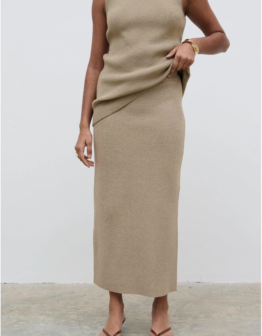 Goldie Knit Midaxi Skirt - Beige