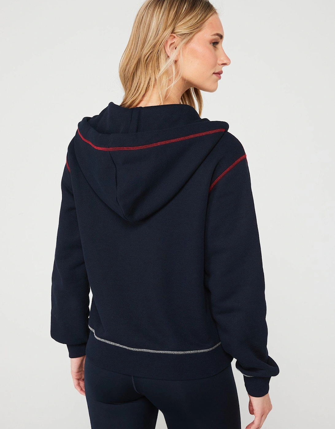 Logo Zip Through Hoodie - Navy