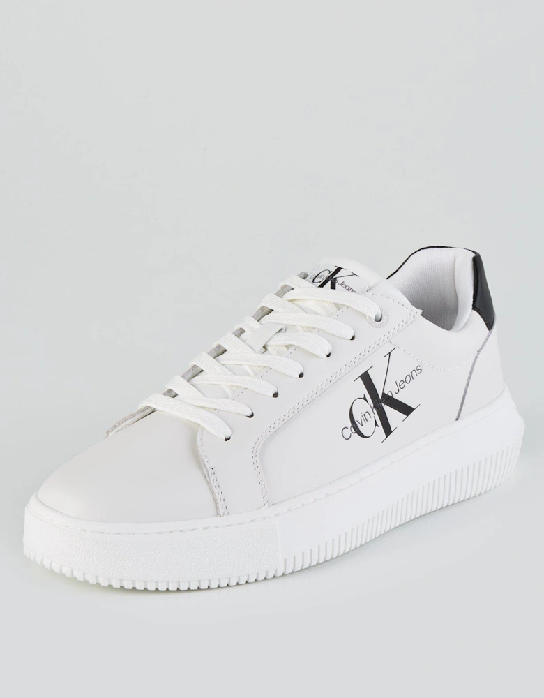 Chunky Leather Cupsole Trainer - White/black