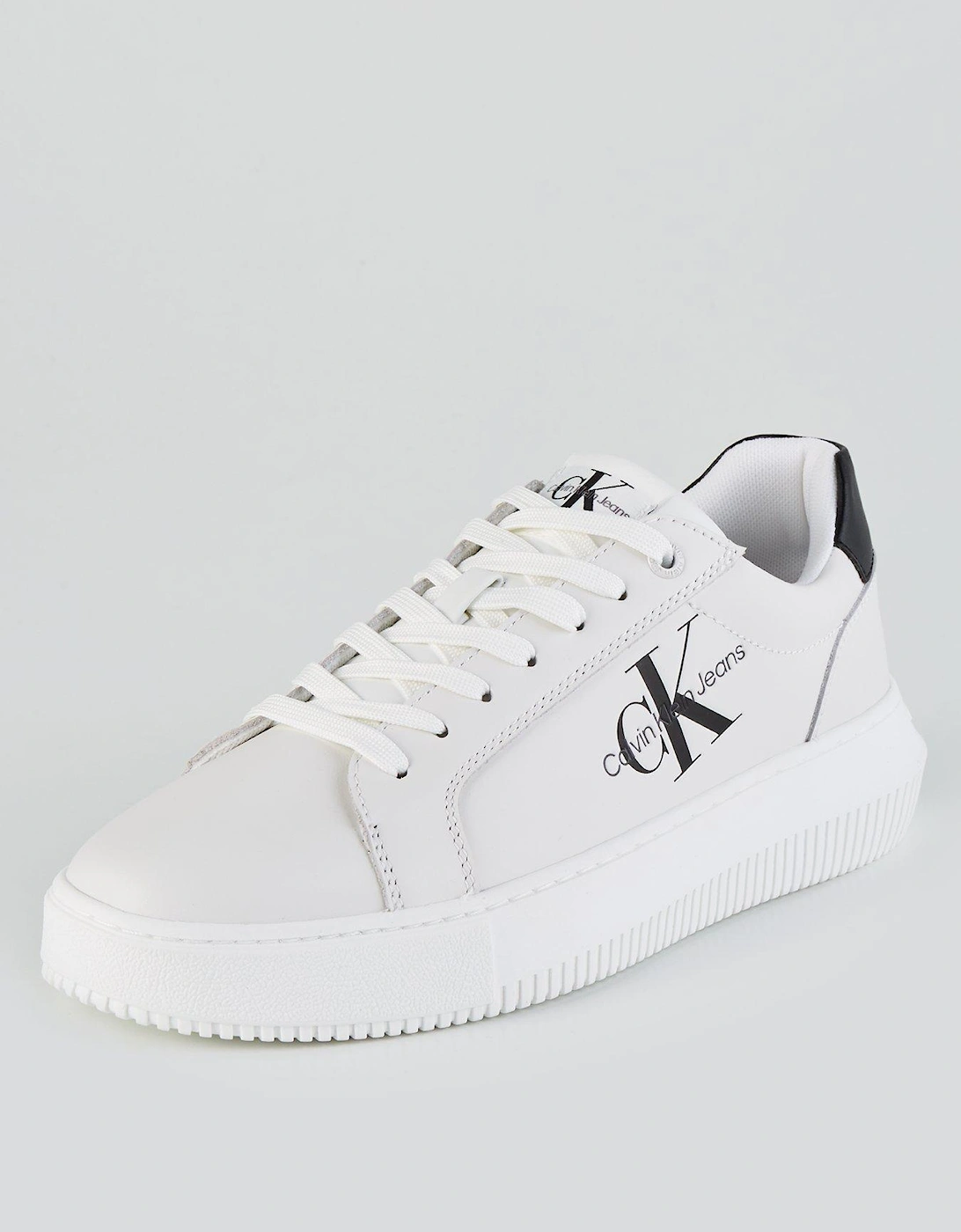 Chunky Leather Cupsole Trainer - White/black