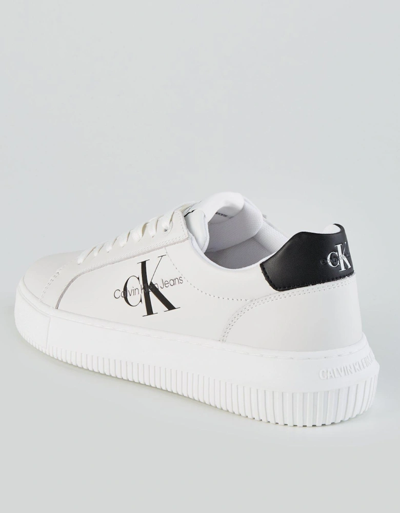 Chunky Leather Cupsole Trainer - White/black