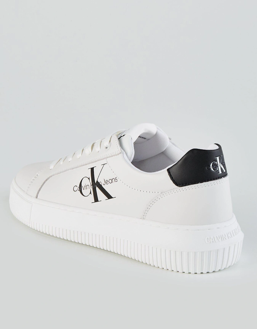 Chunky Leather Cupsole Trainer - White/black