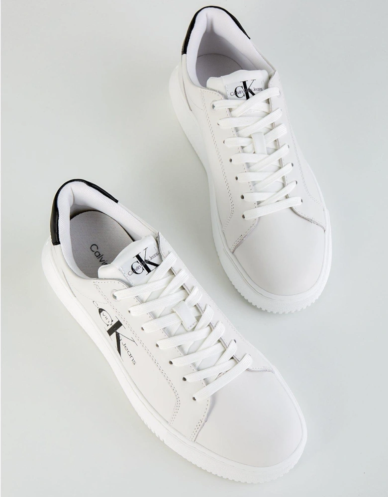 Chunky Leather Cupsole Trainer - White/black