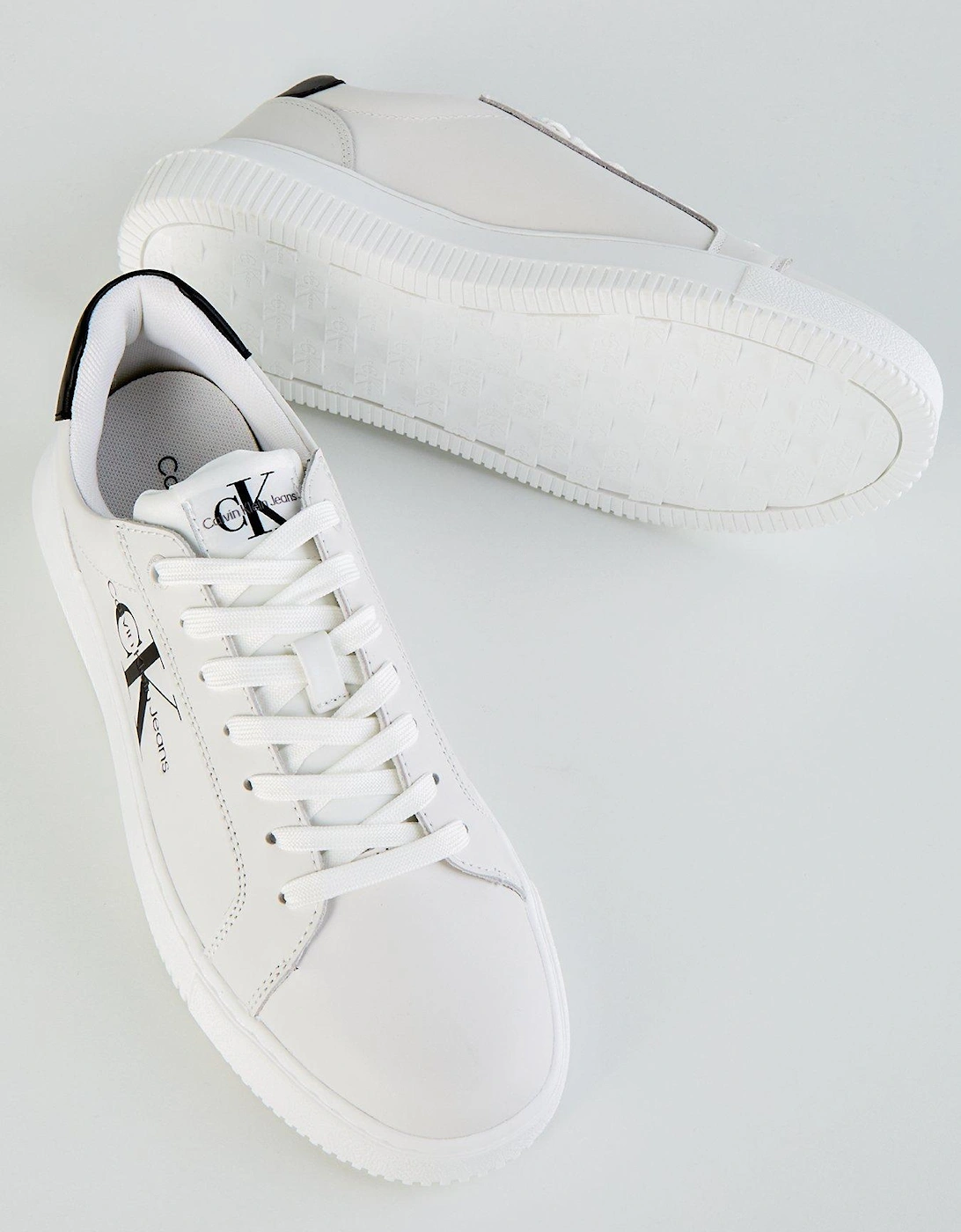 Chunky Leather Cupsole Trainer - White/black