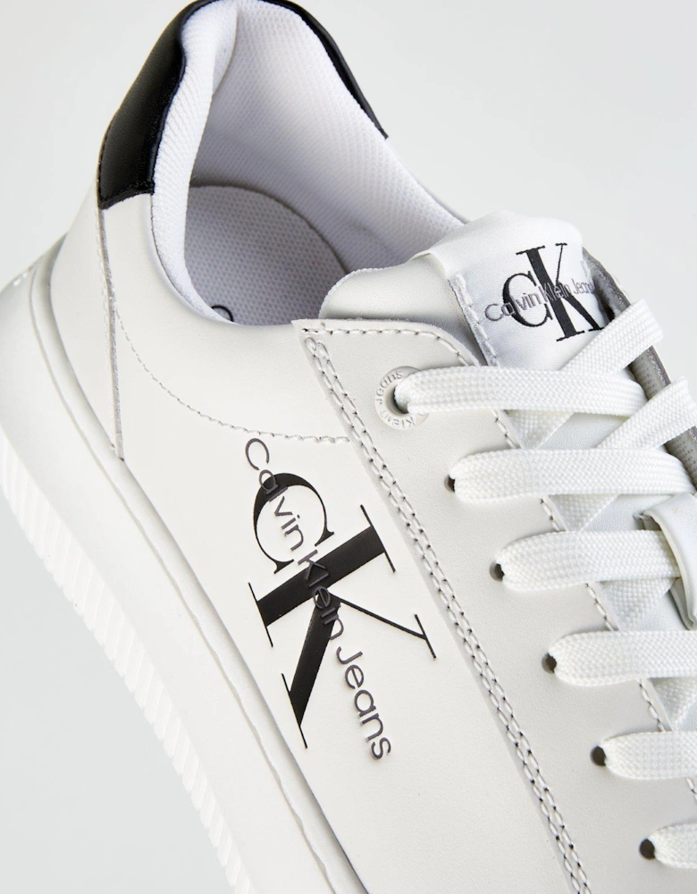 Chunky Leather Cupsole Trainer - White/black