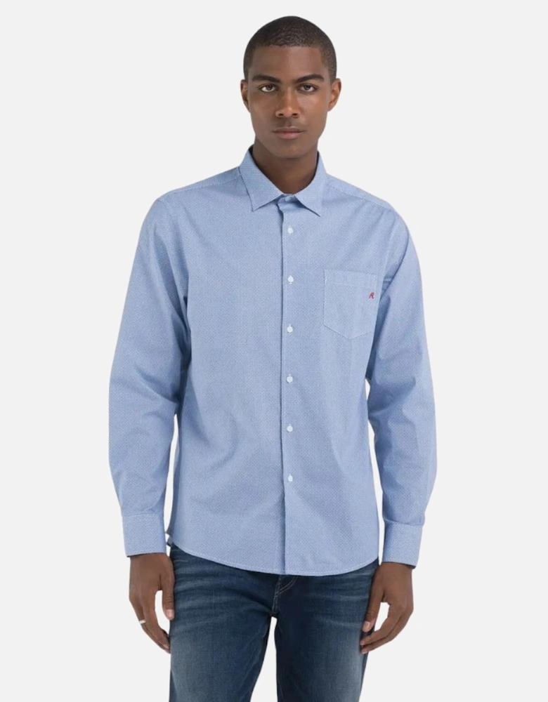 Micro Pattern Shirt - White Blue