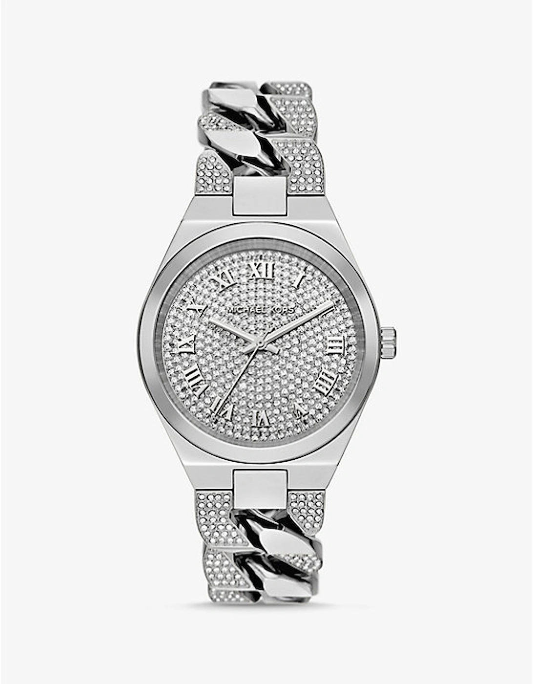 Lennox Pavé Silver-Tone Curb-Link Watch, 2 of 1