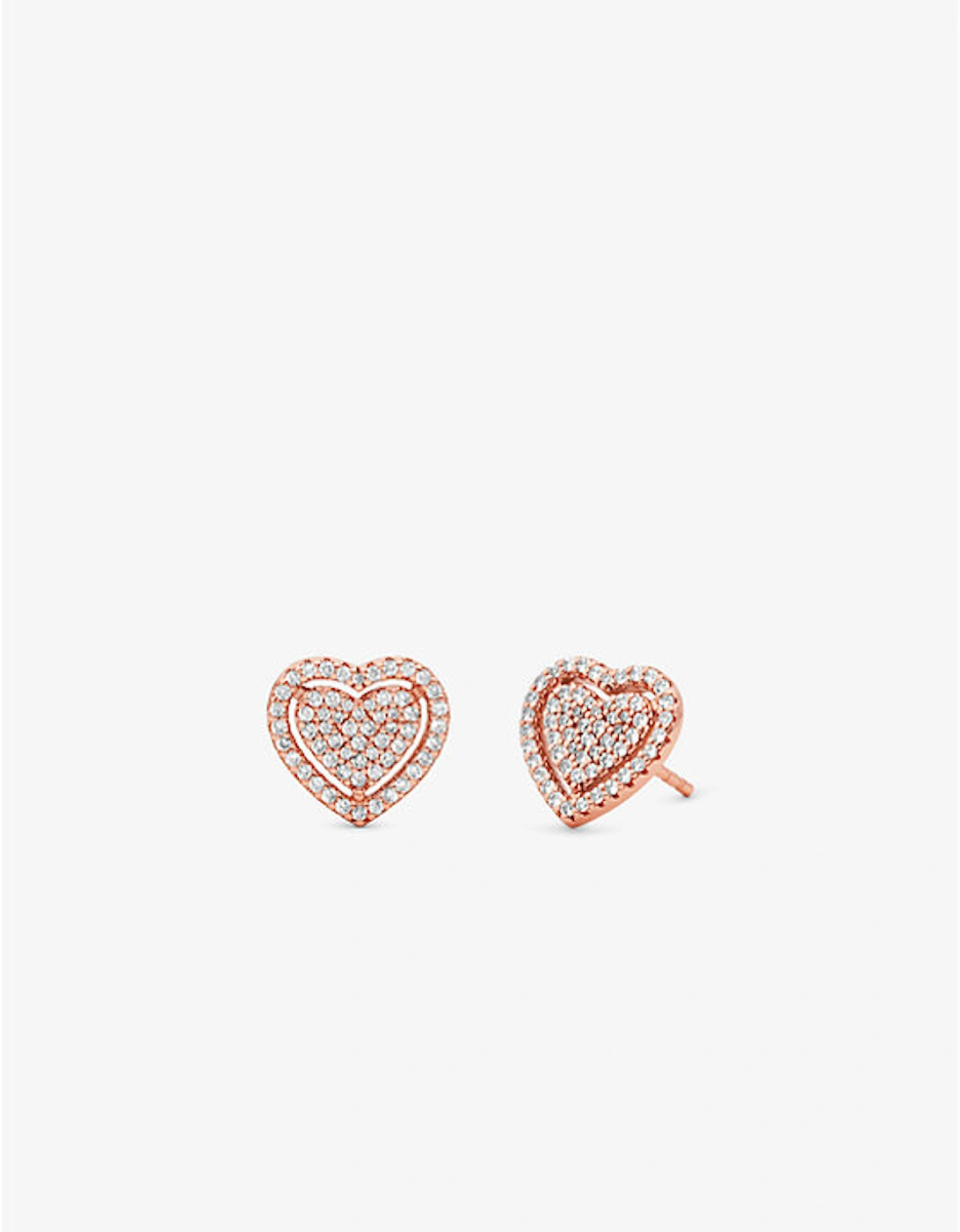 Precious Metal-Plated Sterling Silver Pavé Heart Earrings, 2 of 1