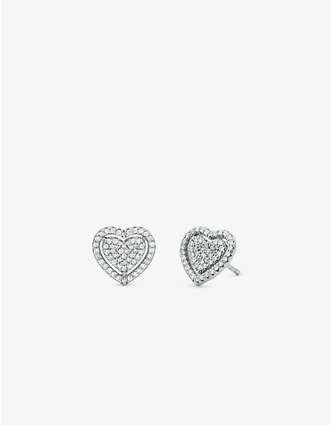 Precious Metal-Plated Sterling Silver Pavé Heart Earrings, 2 of 1