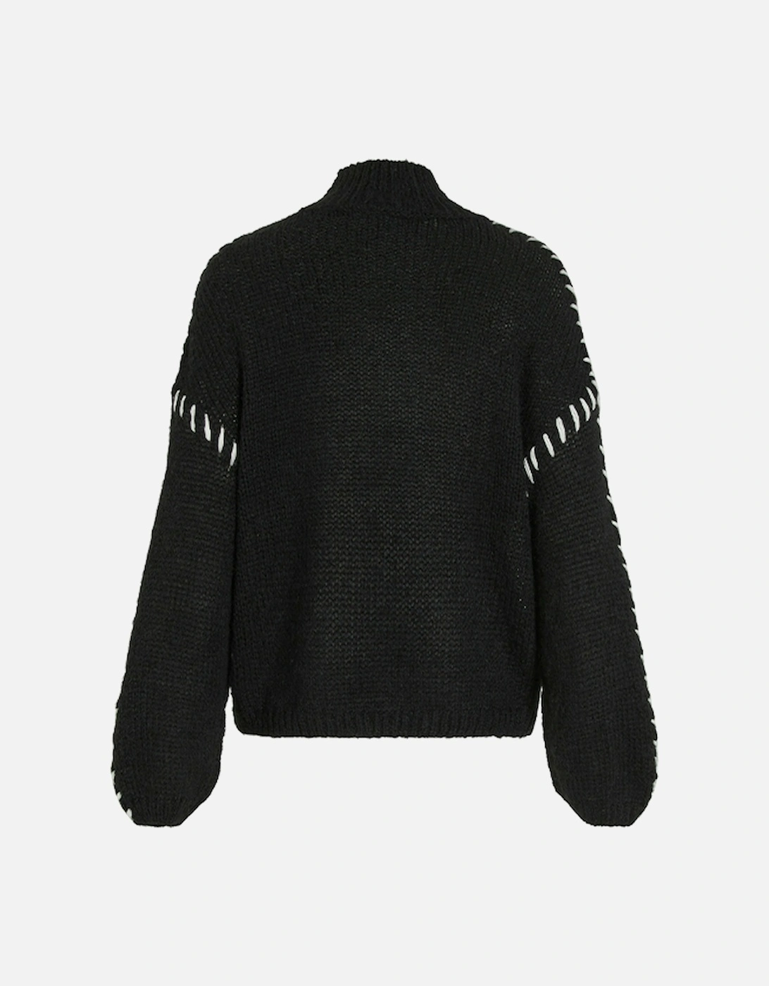 Women's Vichoca New Long Sleeve Knitted Pullover Black White Stitch