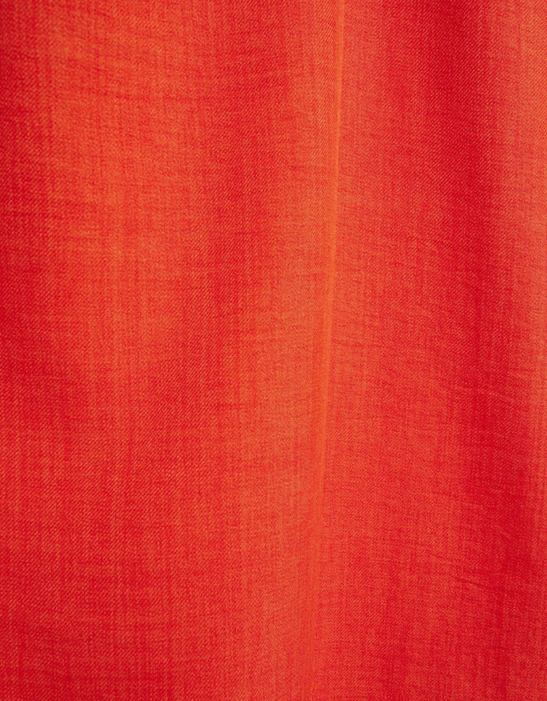 Puff Detail Ruched Midi Dress - Coral