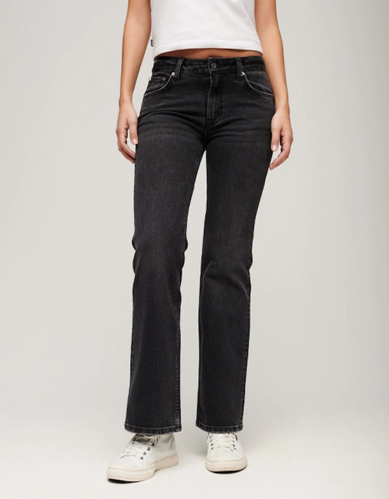 Women's Organic Cotton Mid Rise Slim Flare Jeans Wood Ridge Black