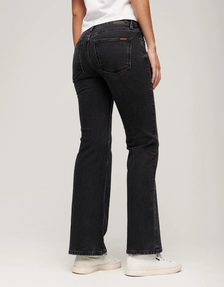 Women's Organic Cotton Mid Rise Slim Flare Jeans Wood Ridge Black