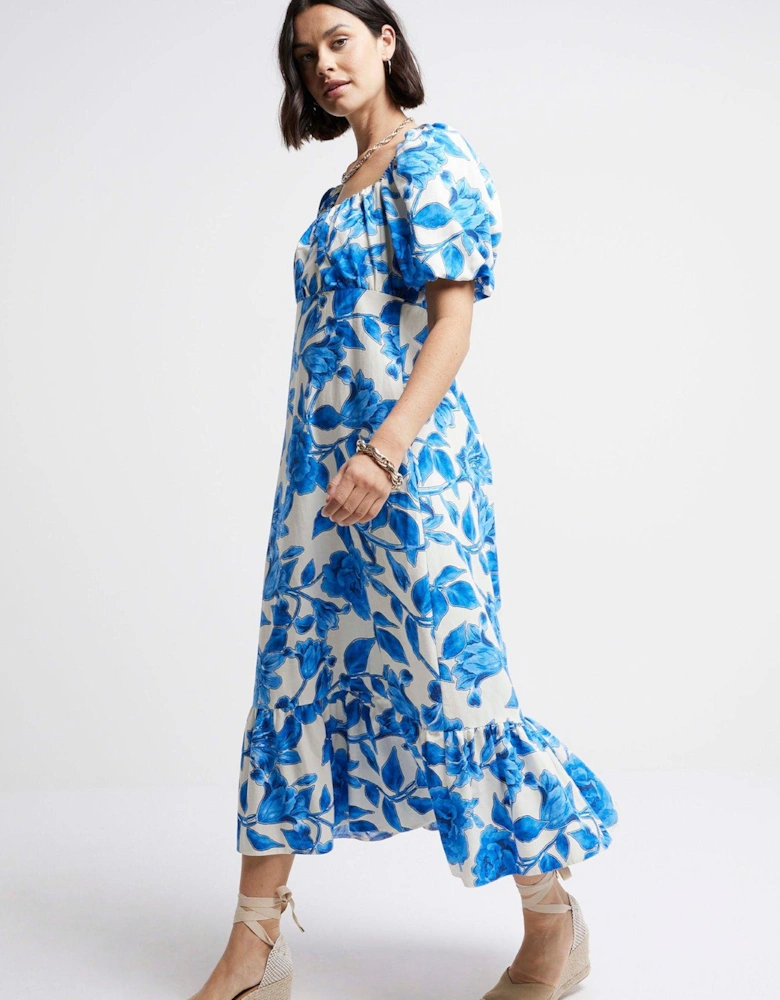 Milkmaid Midi Dress - Bright Blue