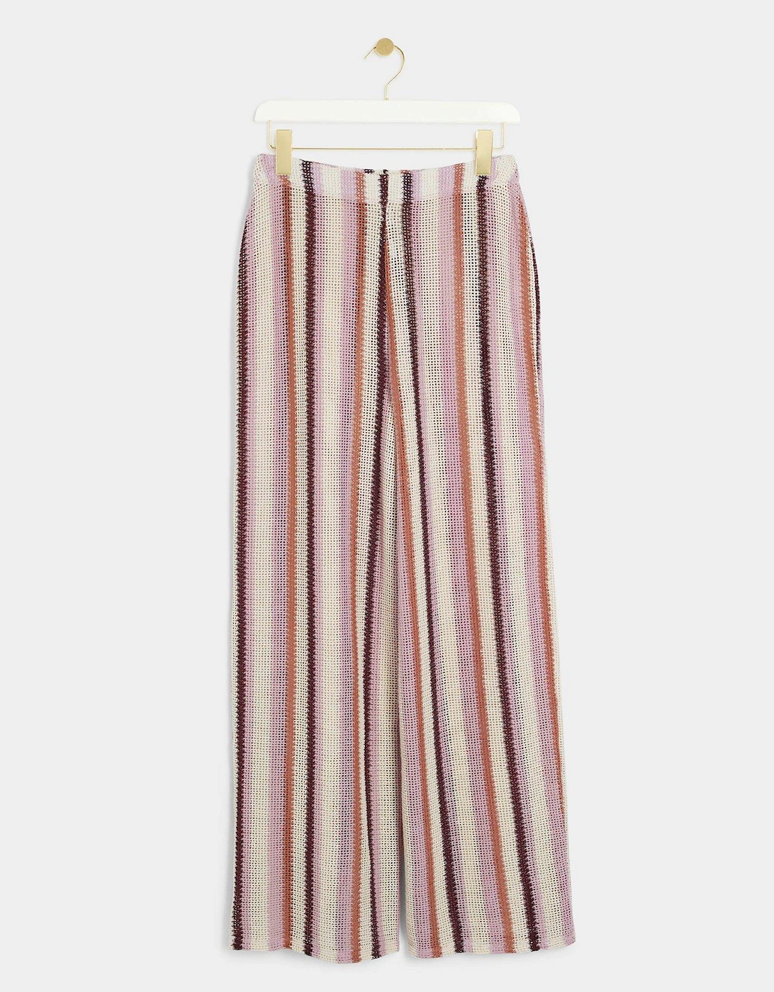 Stripe Crochet Wide Leg Trouser - Medium Pink