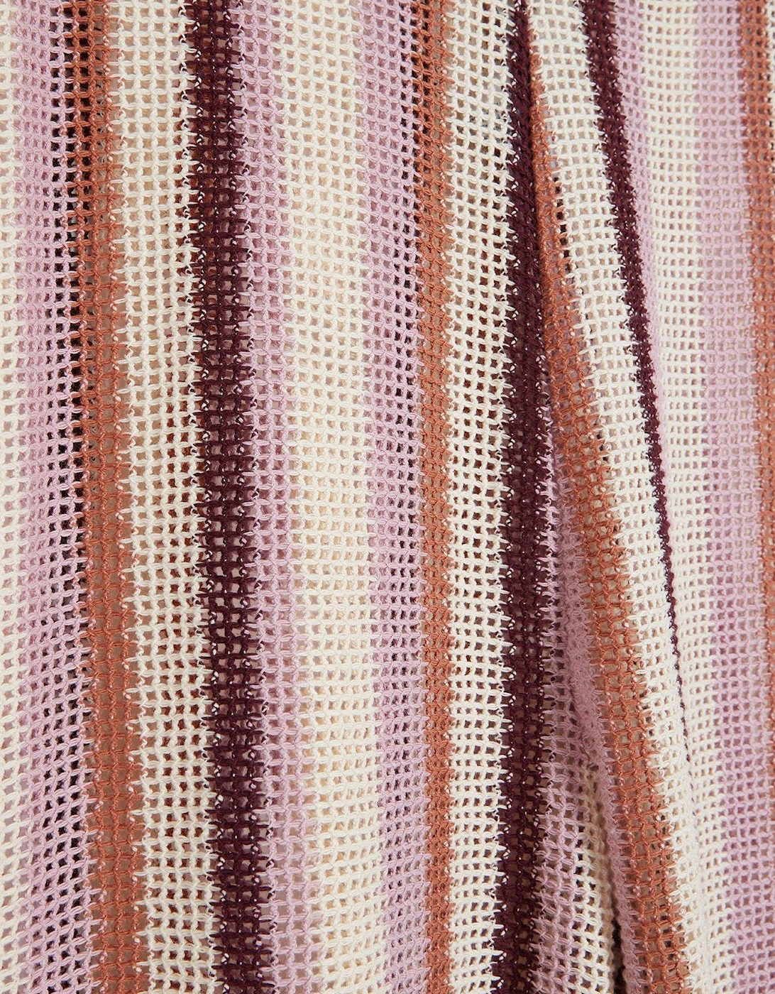Stripe Crochet Wide Leg Trouser - Medium Pink