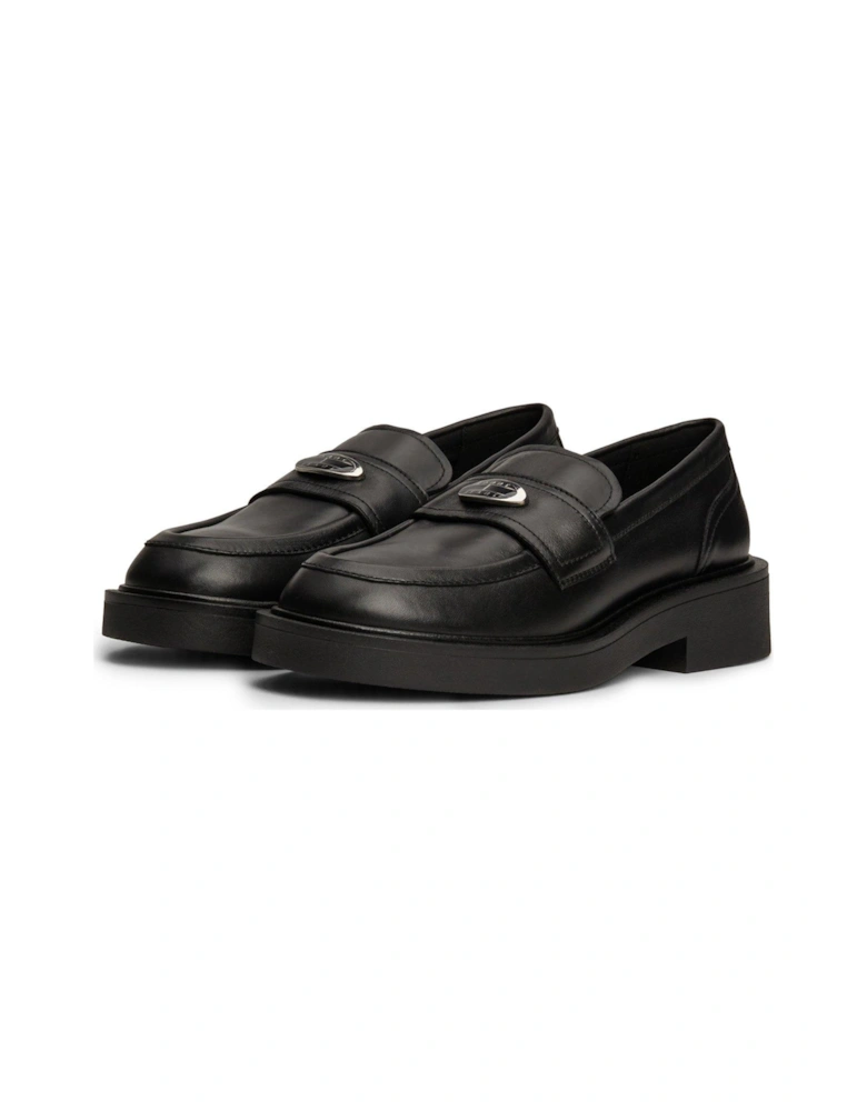 Flat Leather Loafer - Black