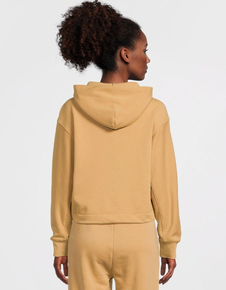 Nano Logo Zip Relaxed Hoodie - Brown - Beige