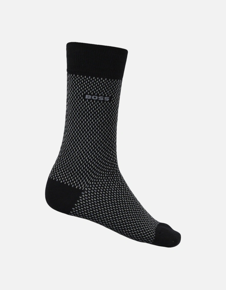 2-Pack Mixed Pattern Socks, Black