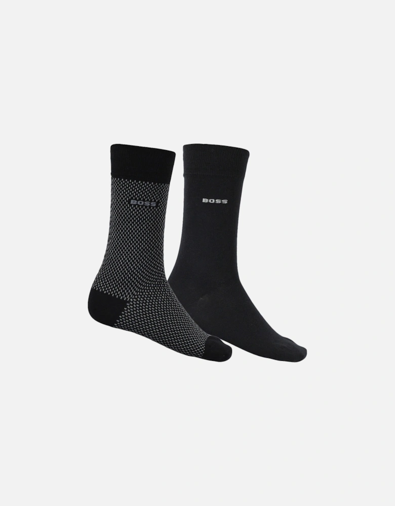 2-Pack Mixed Pattern Socks, Black