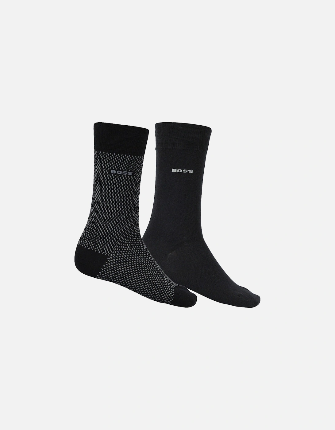 2-Pack Mixed Pattern Socks, Black