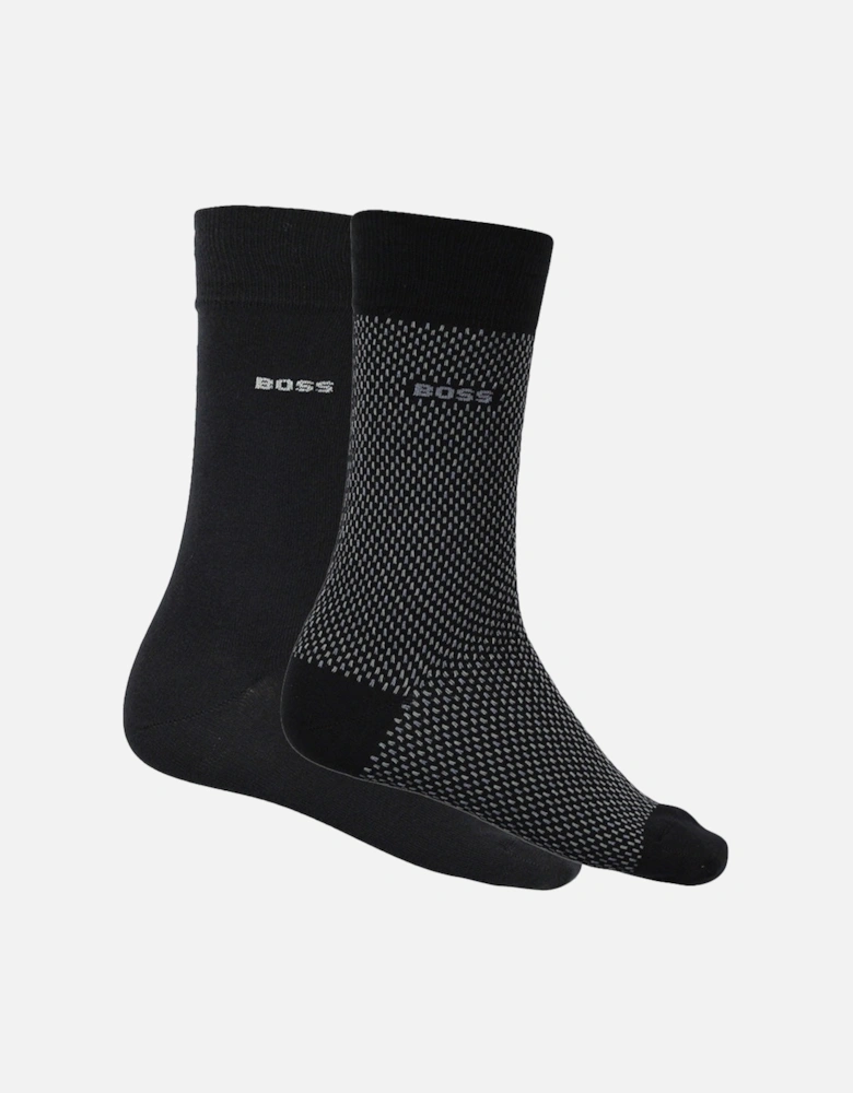 2-Pack Mixed Pattern Socks, Black