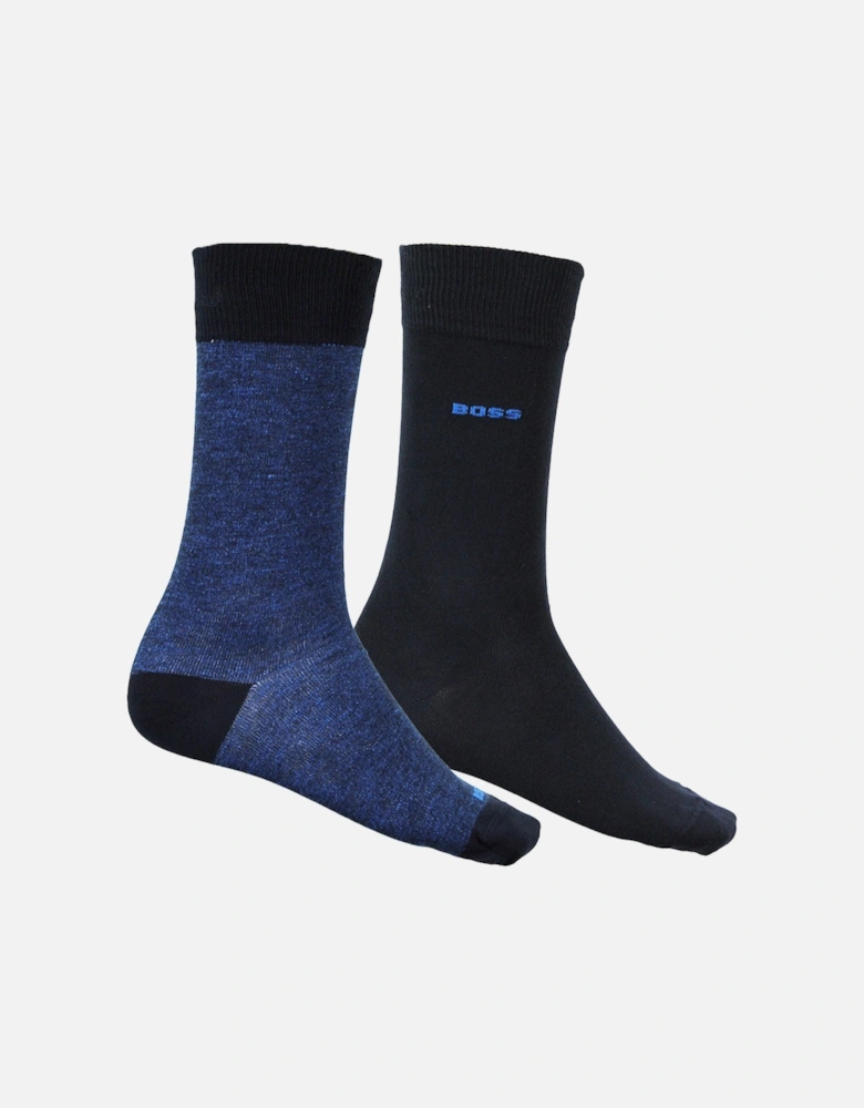 2-Pack Yarn-Effect Socks, Navy