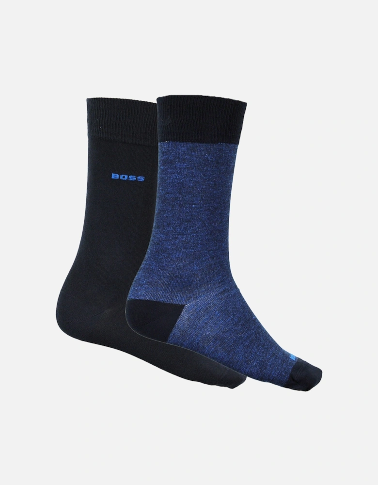 2-Pack Yarn-Effect Socks, Navy