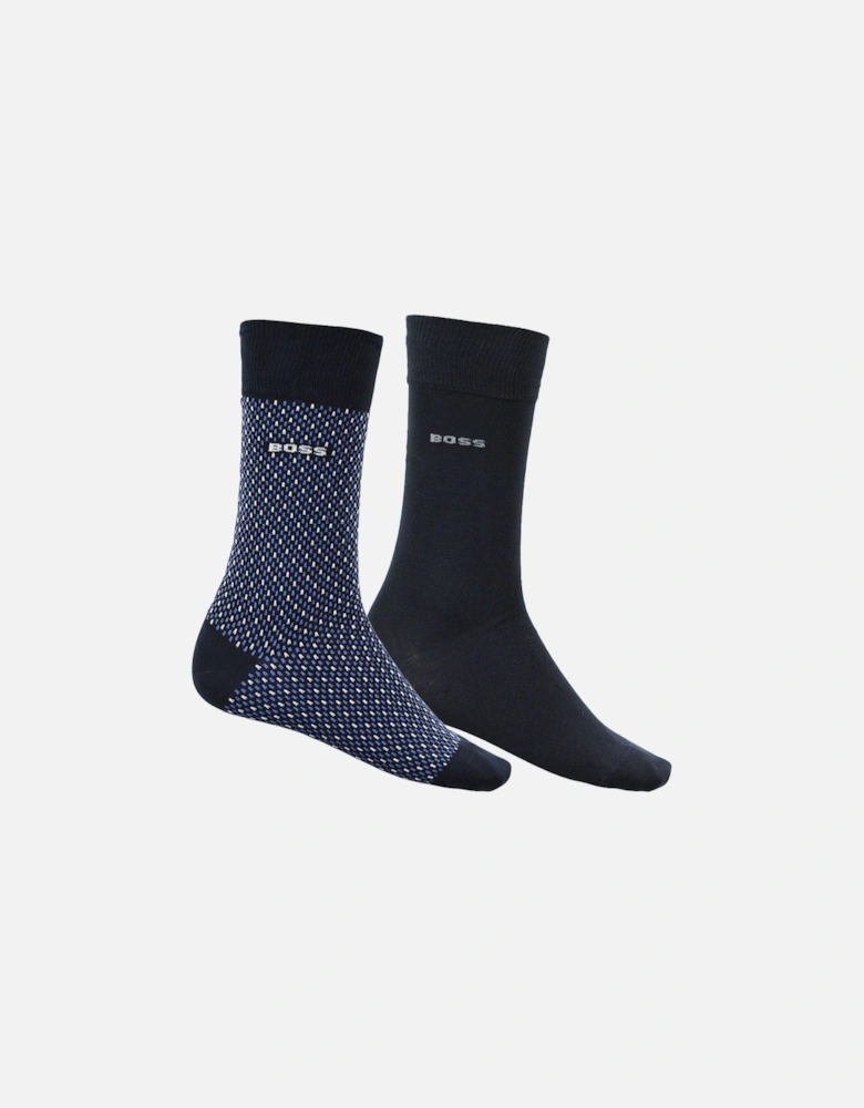 2-Pack Mixed Pattern Socks, Black/Navy