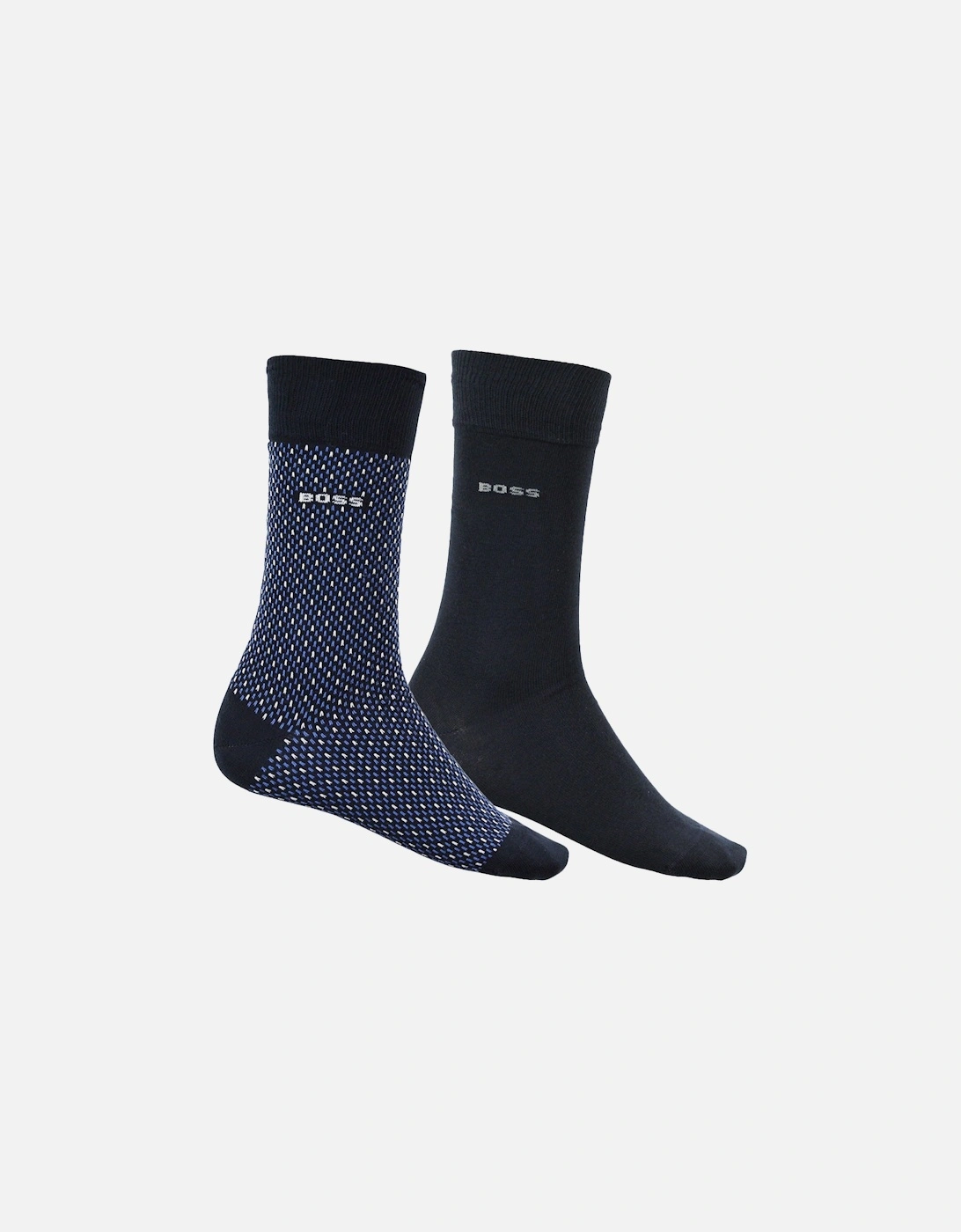 2-Pack Mixed Pattern Socks, Black/Navy