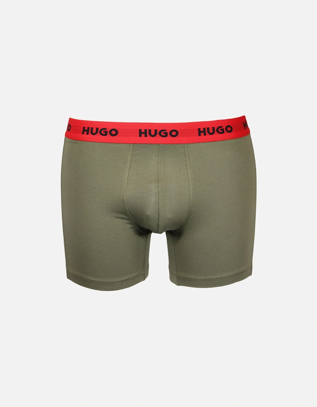 3-Pack Logo Print & Solid Boxer Briefs, Black/Khaki