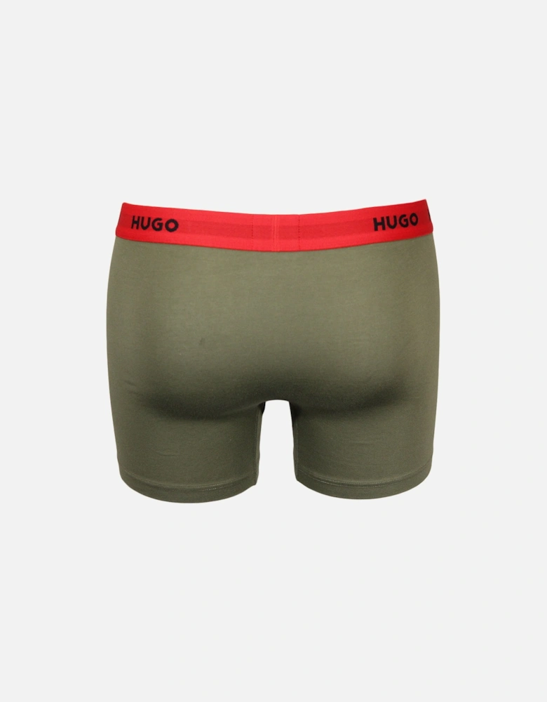 3-Pack Logo Print & Solid Boxer Briefs, Black/Khaki
